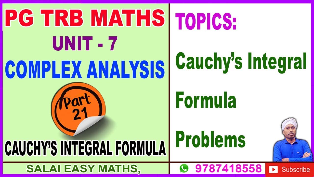 PG TRB MATHS | UNIT 7 | COMPLEX ANALYSIS | PART 21 | CAUCHY'S INTEGRAL FORMULA | IMPORTANT PROBLEMS
