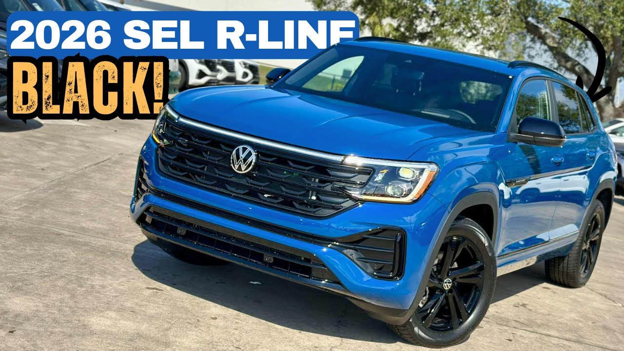VW Atlas Cross Sport SEL R-Line 2026 года, цвет «Горное озеро», чёрный — лучшая комплектация этог...