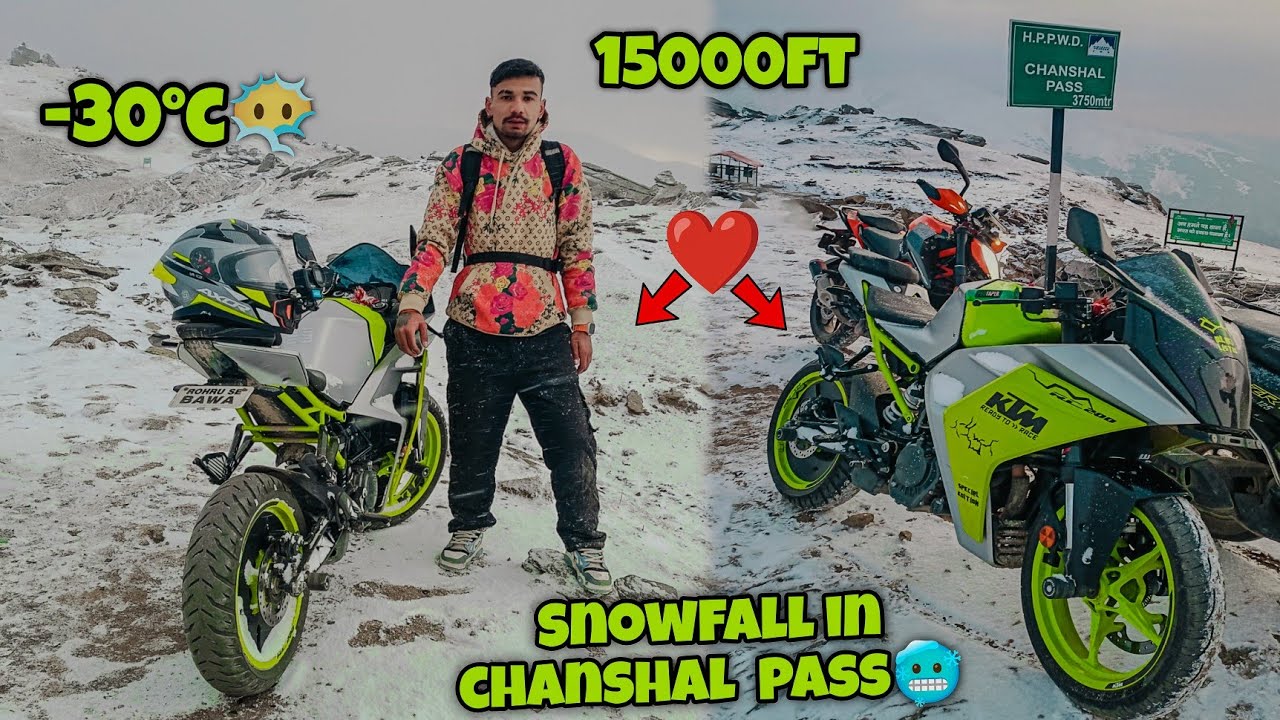 First Live Snowfall in Chanshal Pass😍🥶||January 2024❤️|| Bikes stuck in snow😱