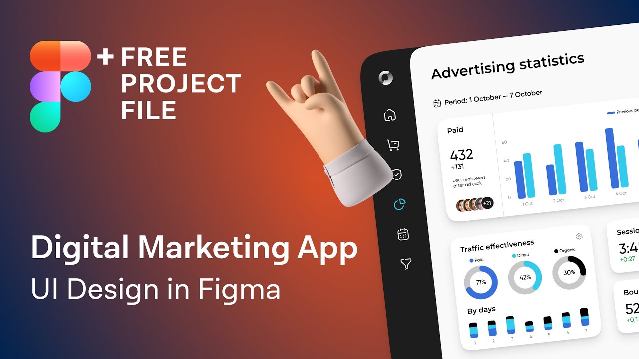 Figma Tutorial. Digital Marketing App UI Design in Figma | Web Design Tutorial + Free figma template