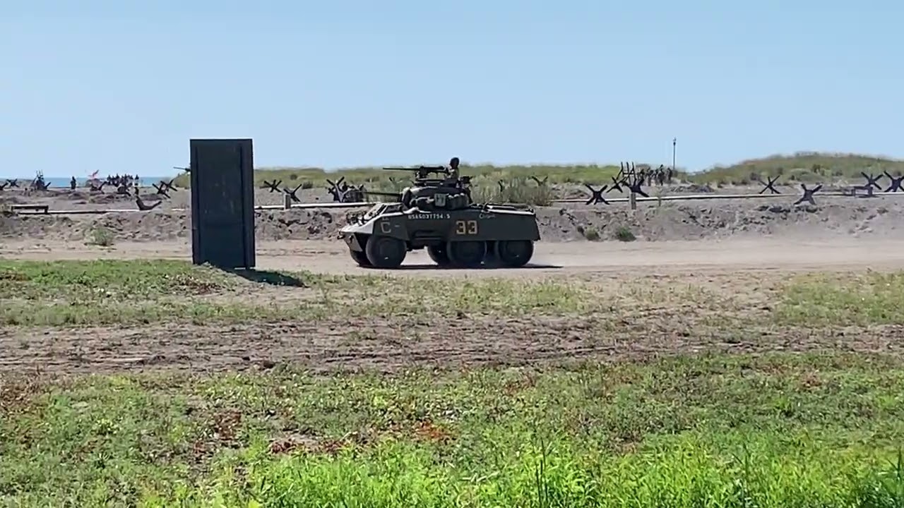 Light Armored Car M8 Greyhound driving at D-Day Ohio 2022
