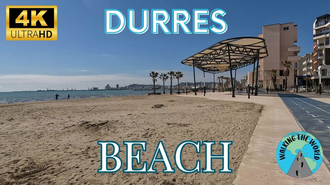 Durres Beach Promenade 4k walking tour video Durres Albania