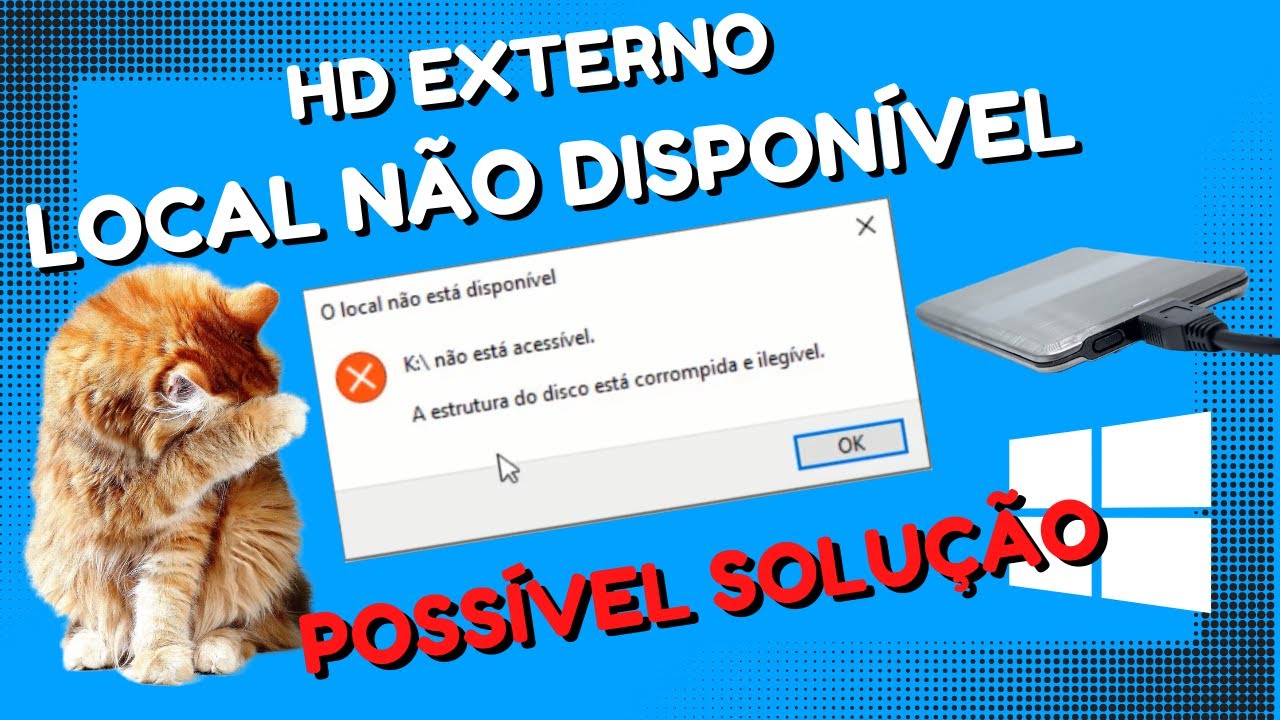 O LOCAL n&atilde;o est&aacute; DISPON&Iacute;VEL - UNIDADE n&atilde;o est&aacute; ACESS&Iacute;VEL - Estrutura do Disco corrompida e ileg&iacute;vel