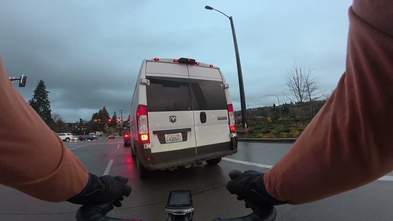 a wet and gray first bike commute of the year in Seattle