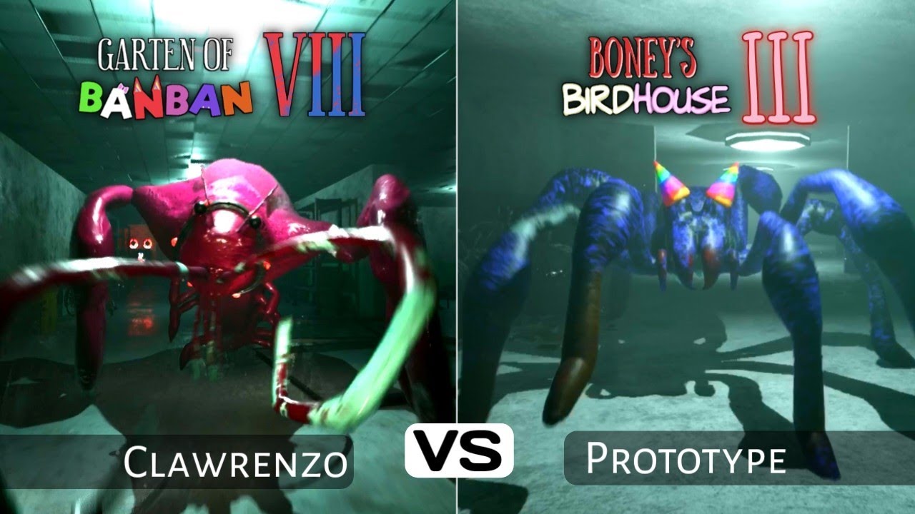 GARTEN OF BANBAN 8 CLAWRENZO CHASE vs BONEY'S BIRDHOUSE 3 SPIDER UNIT CHASE + Jumpscares!