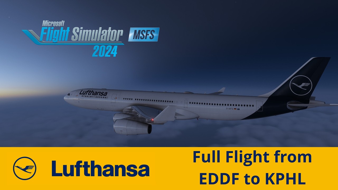 Lufthansa A340-300 OPS | Frankfurt to Philadelfia | Night landing