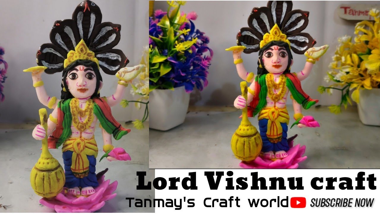 Lord Vishnu idol making with clay. Lord Narayan murti making . #clayidol #lordvishnu #diycrafts