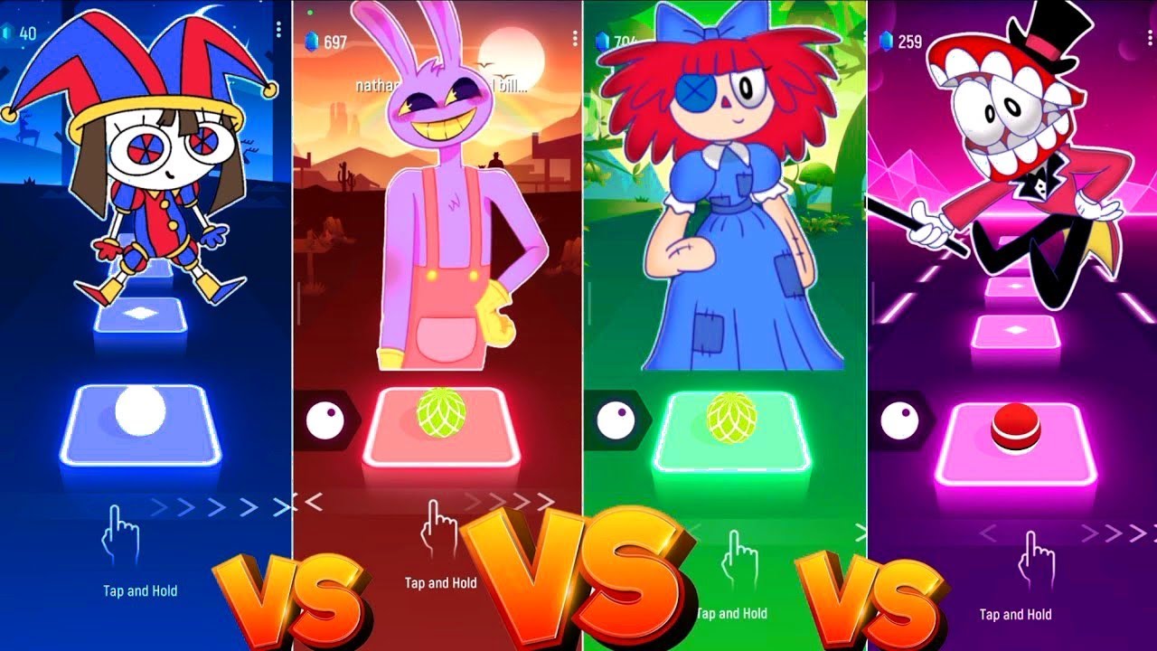 (Amazing Digital Circus) Pomni VS Jax VS Ragatha VS Caine  - Tiles Hop EDM Rush