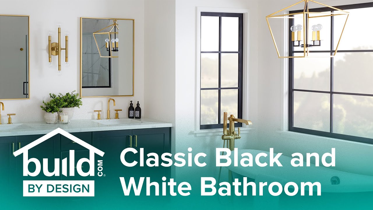 Classic Black and White Bathroom with Brass Accents