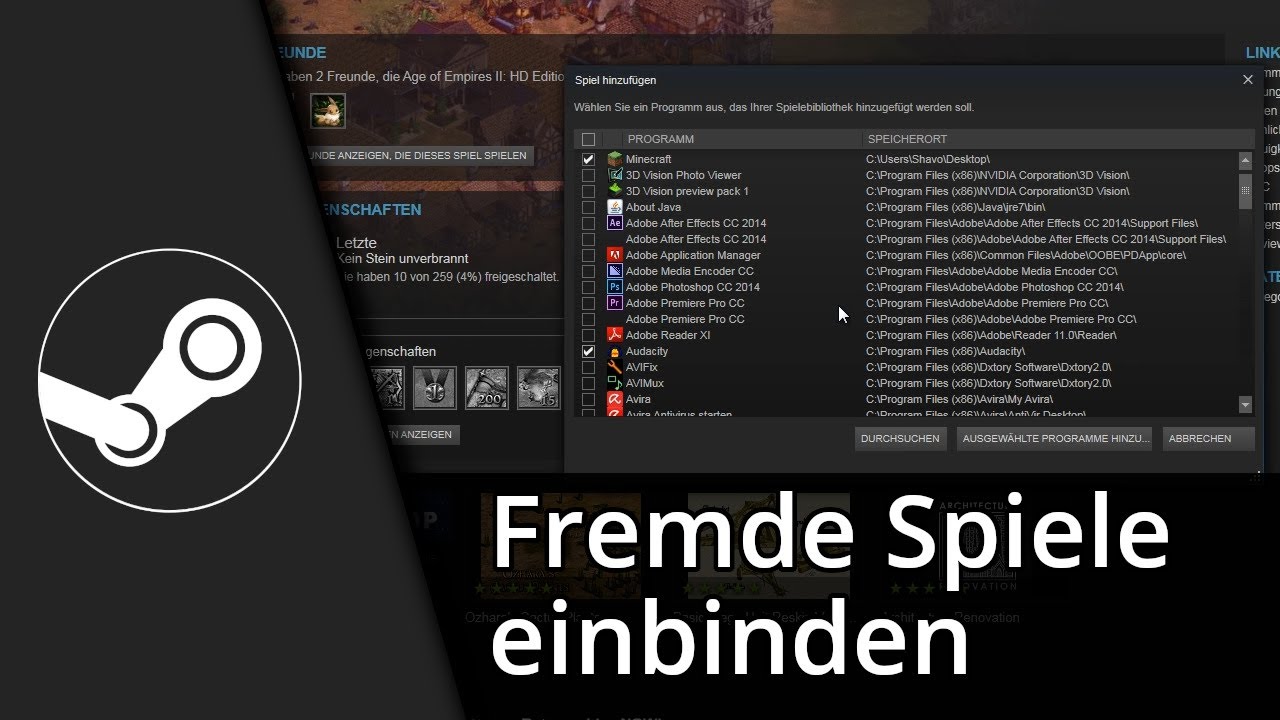 Fremde Spiele in Steam einbinden ✅ Tutorial