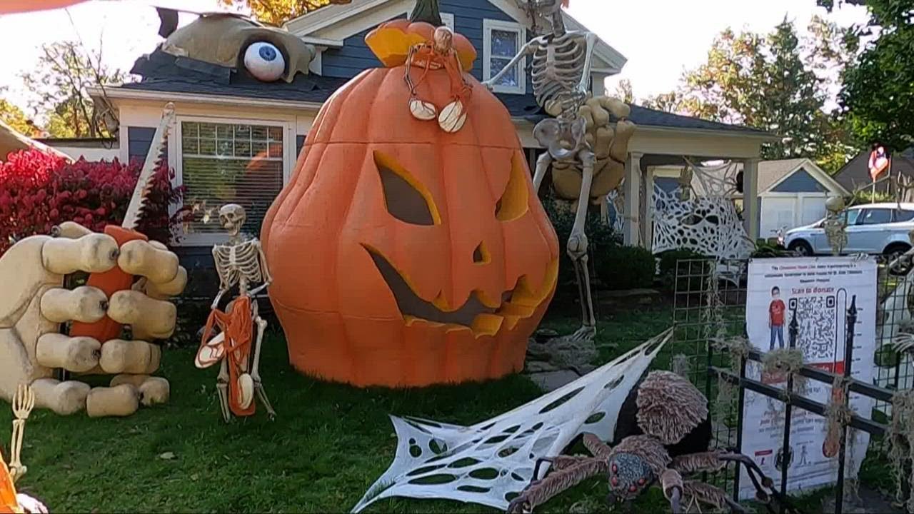 Skeleton house in Olmsted Falls gets even bigger with massive pumpkin for Halloween 2022