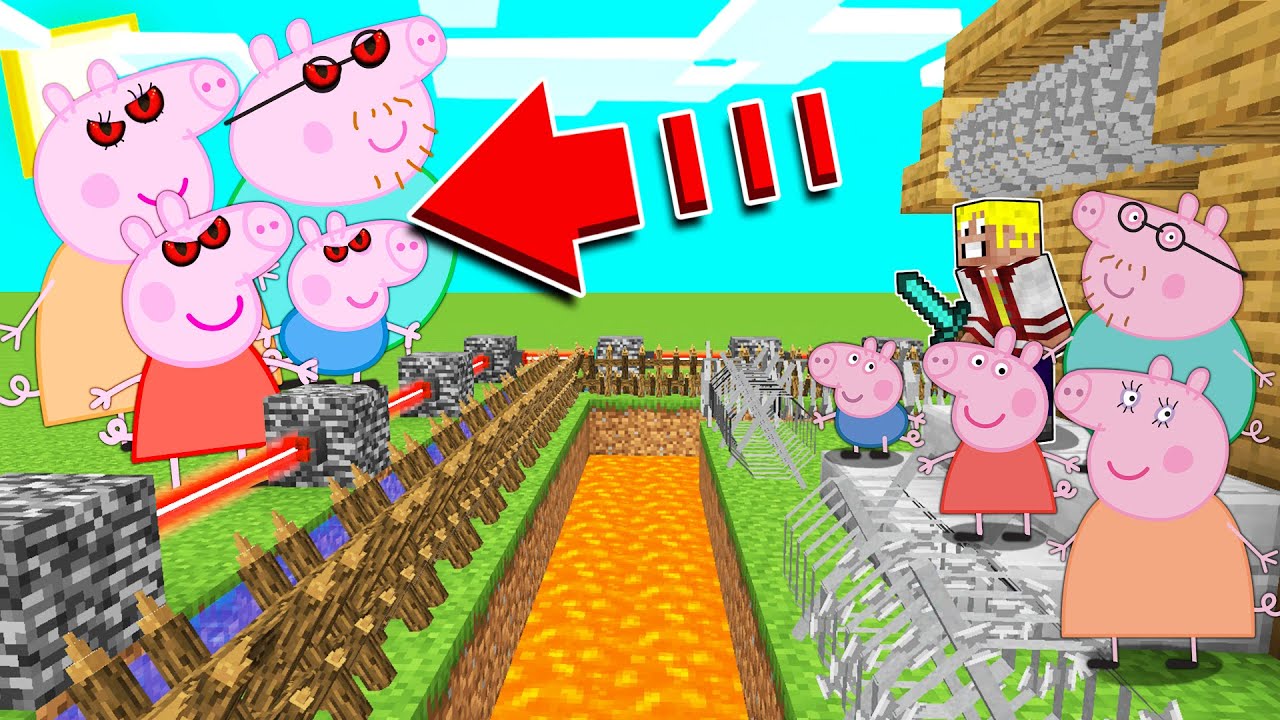 TODA LA FAMILIA DE PEPPA PIG MUTANTE VS LOS HACKS DE CONSTRUCCIÓN EN MINECRAFT