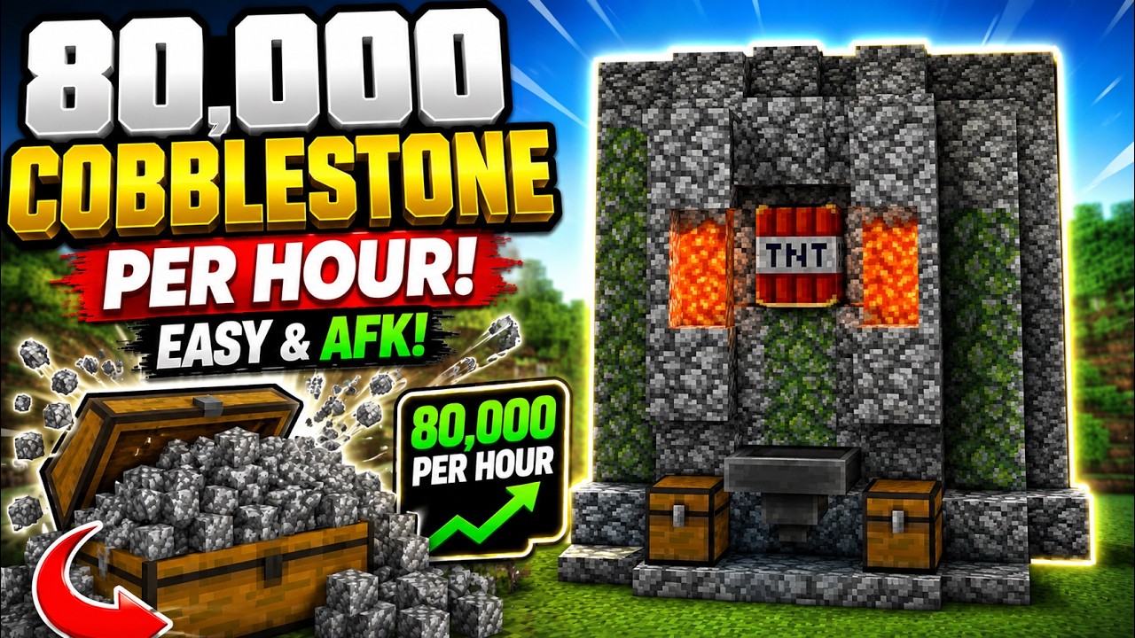 Ферма по добыче 80 000 булыжников в час | Minecraft 1.21+