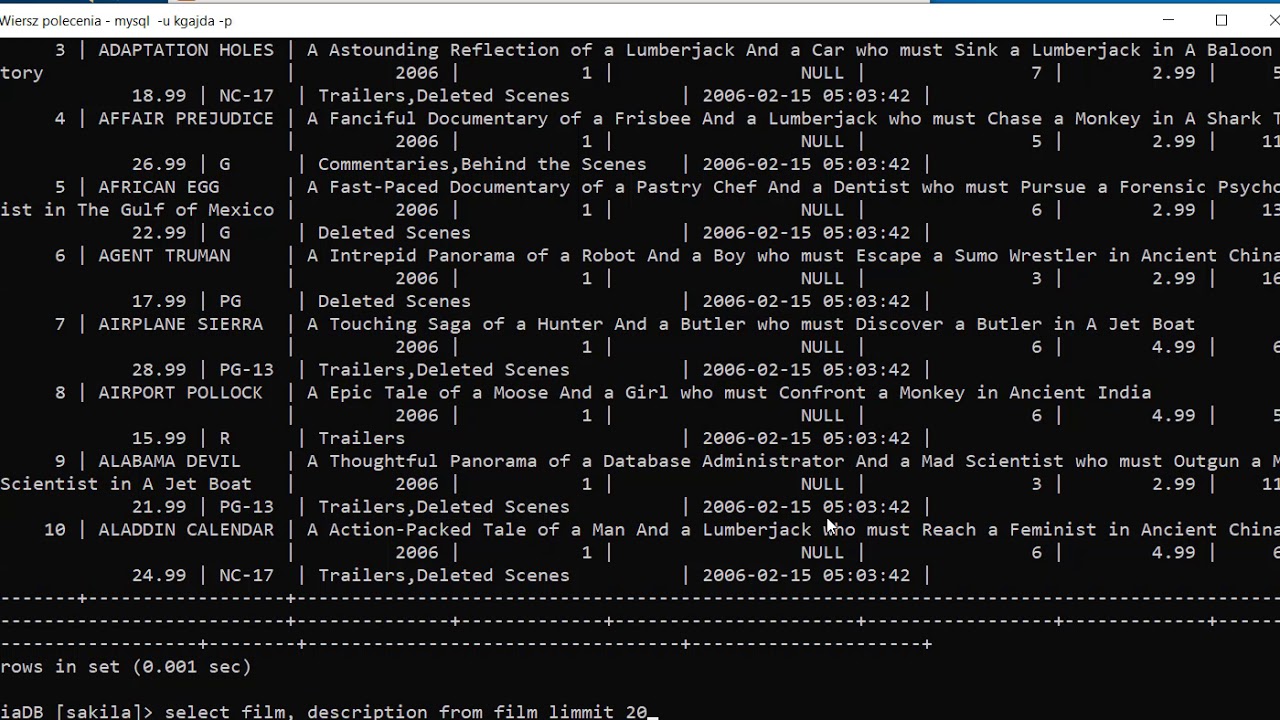 MySql zapytania wstęp