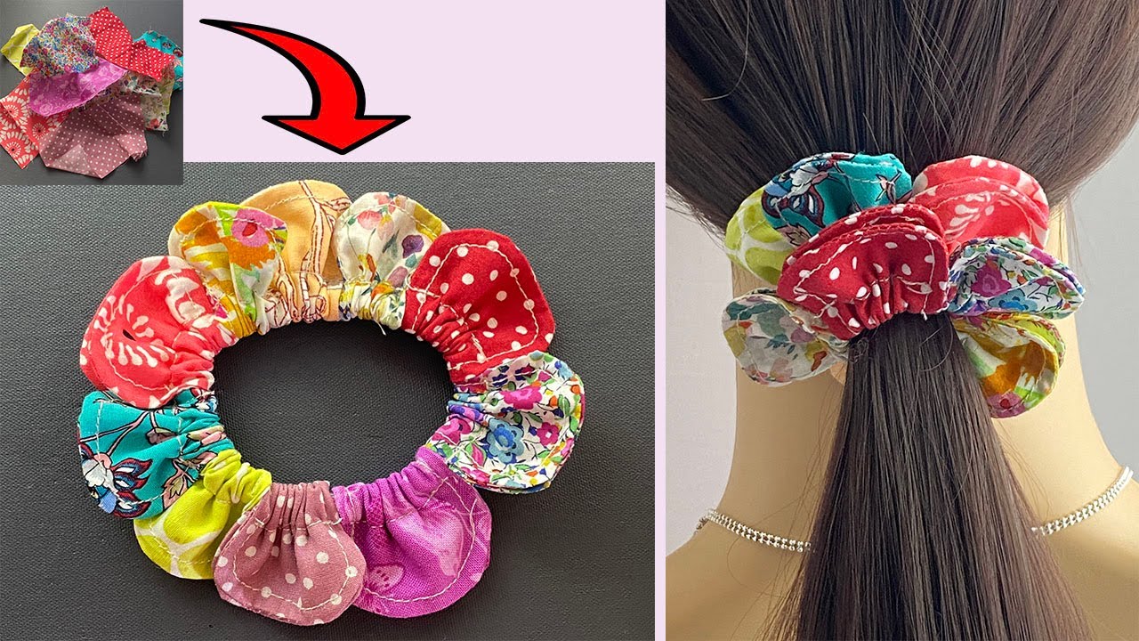 🌸How to Make Flower Scrunchies out of Fabric Scraps | How to make a Scrunchy | Scrunchies de flores