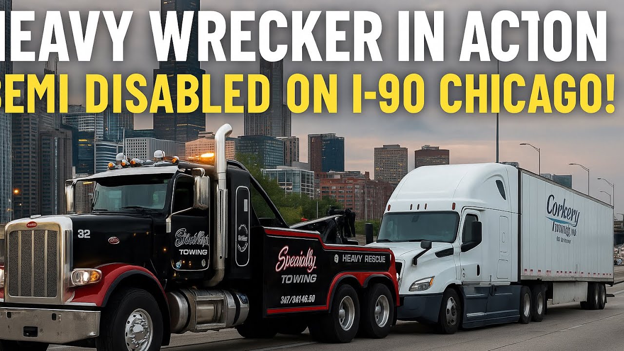 Wrecker in Action, Heavy duty Towing – Semi Disabled on I-90 Downtown Chicago! #chicago #towing #SG