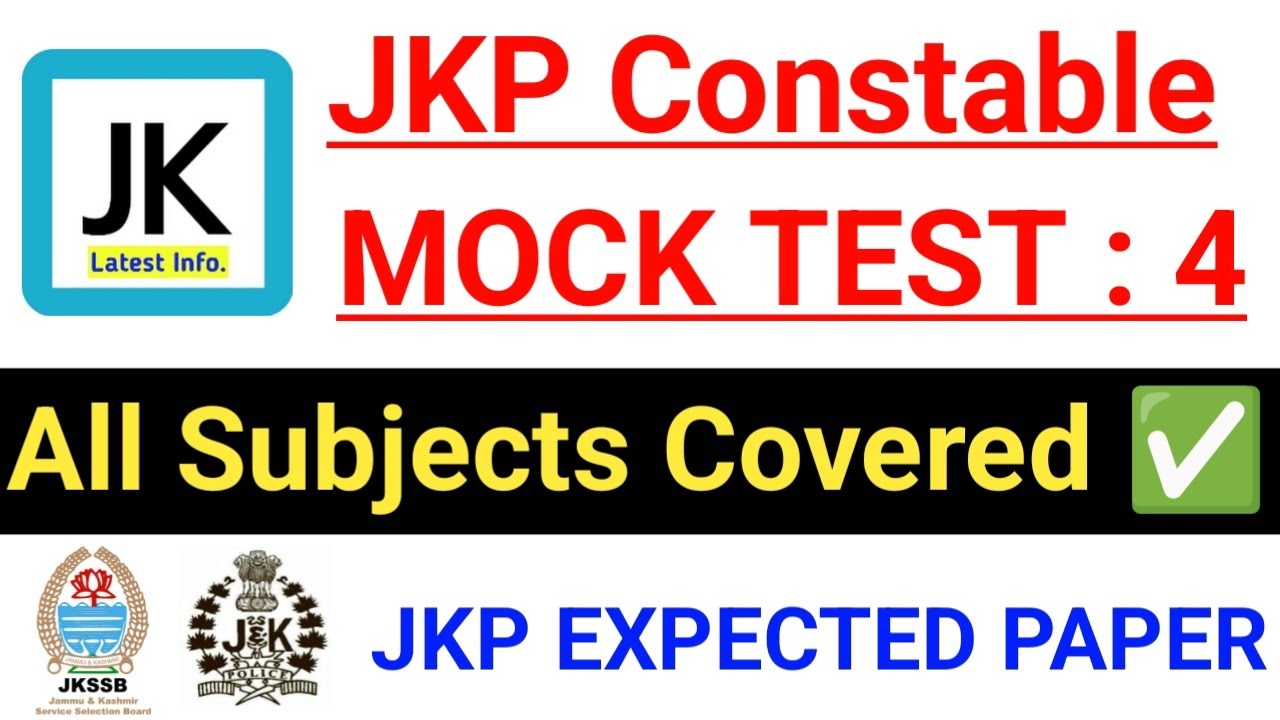JKP Constable Mock Test 4 | JKP Constable Exam Expected Questions 🔥 All Subjects Covered #jkssb #jkp