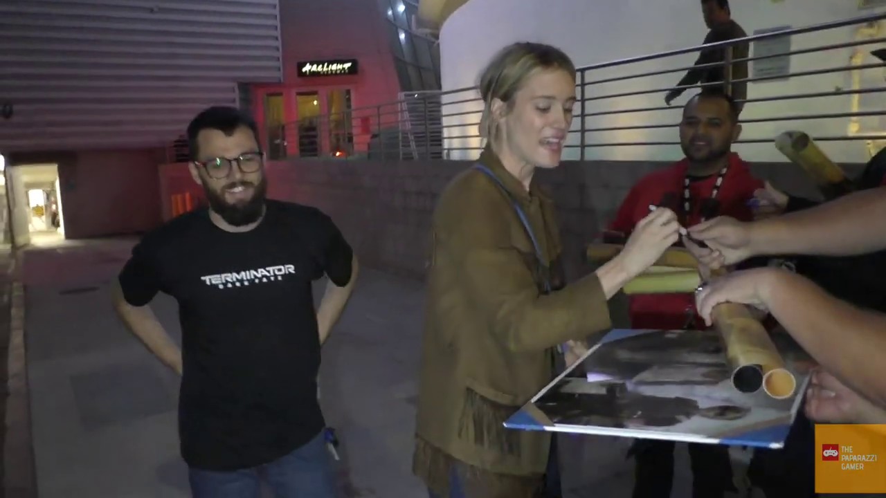 Mackenzie Davis greets fans outside the Terminator  Dark Fate Q&A at ArcLight Cinemas