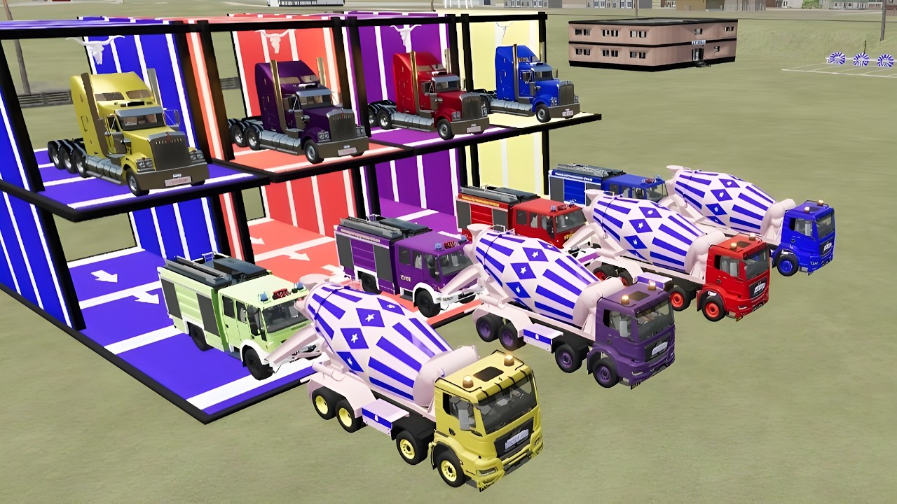 ALL MIXER TRUCK COLLECTION ON DOUBLE FLATBED - INTERNATIONAL, SCANIA, VOLVO FS22 #272