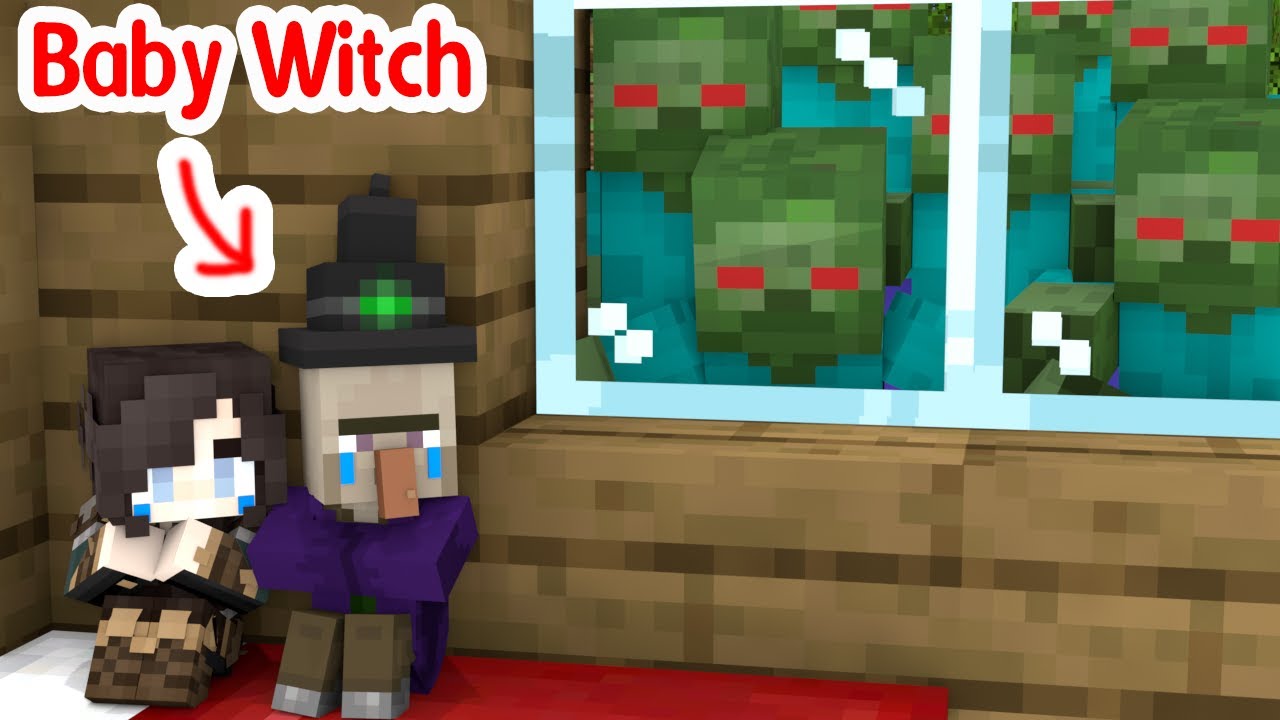 BABY WITCH vs ZOMBIES - Minecraft Animation
