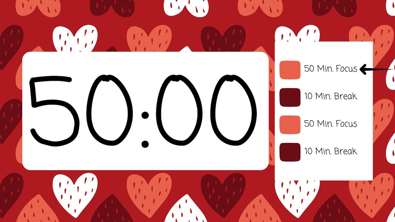 ⏳ 50/10 Pomodoro Timer – Cute Doodle Design 🎨 | Simple Beeps for Focus & Breaks 🎯