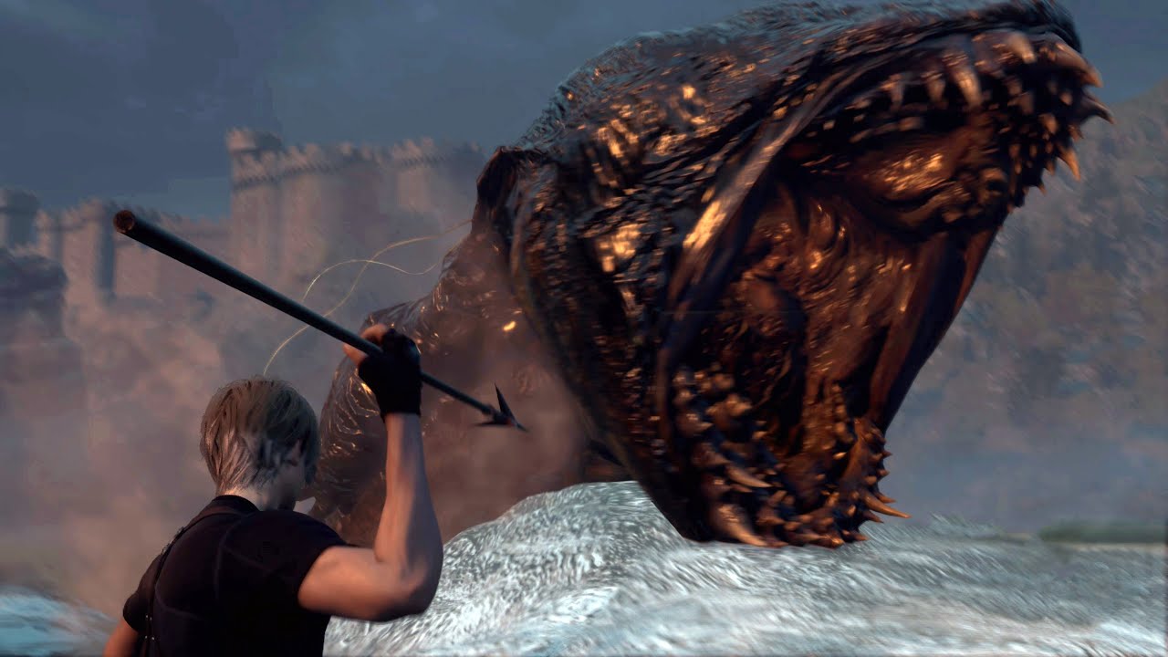 Resident Evil 4 - Del Lago Lake Monster Boss Fight (4K)