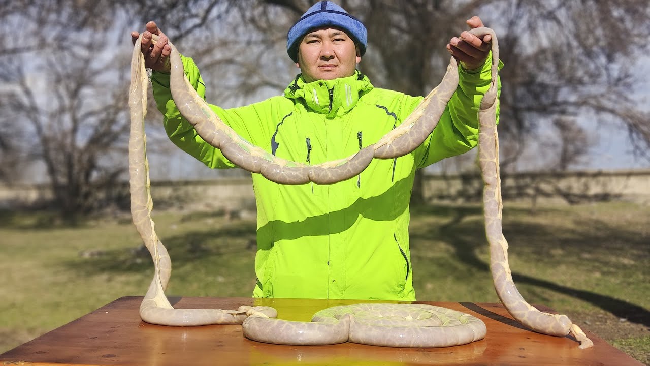 GIANT Homemade Sausage From The Beef Liver - A Traditional Nomad Delicious Dish