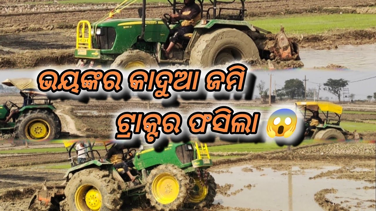 Jhondeere 5050D GearProट्रैक्टर फस गया कीचड़ में😢 rescued😅 by Jhondeere 5310, 5050D ଖାଲରେ ଫସିଗଲା😰