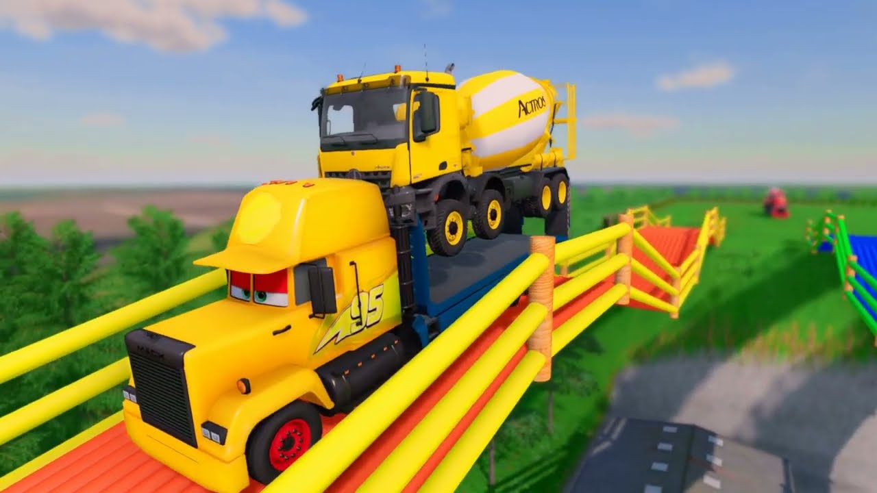 COLORFUL MACK TRUCKS & CEMENT MIXER OBSTACLE COURSE! 🚛💨 FARMING SIMULATOR 22