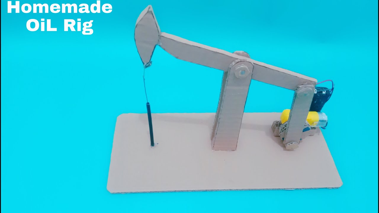 How to make mini OiL Rig at home using cardnoard and Dc motor with gearbox? Easy idea ]| DiY
