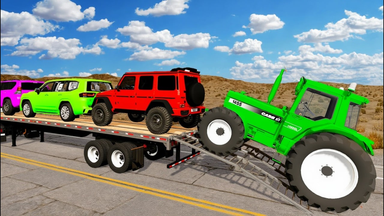 Flatbed Truck Mcqueen | Transportation with Truck - Pothole vs Car #001 - BeamNG.Drive