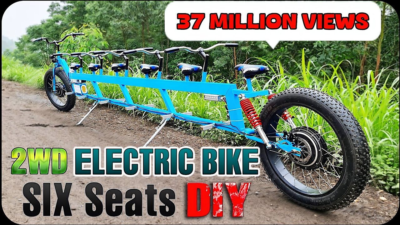 DIY Электро FatBike 2WD 1000W – длинный E-Bike на 6 мест 40 км/ч