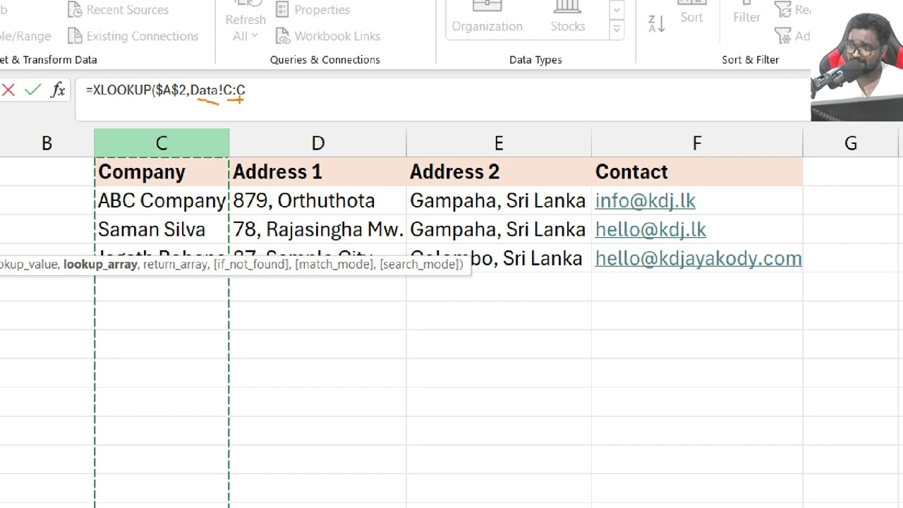 Excel Tutorial Customizing Data Validation Lists with XLOOKUP - Sinhala Tutorial by KD Jayakody