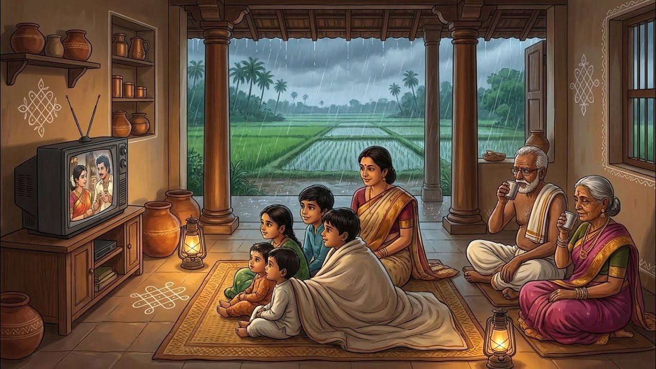 🌧️ 90s Village Rainy Evening | Mother's Daily Routine & Homemade Dinner | Cozy Rain Story