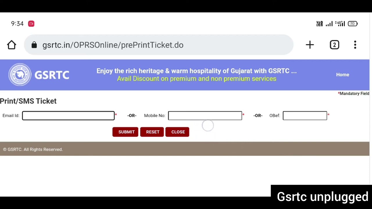 GSRTC Bus booking ticket Print out or pdf download 