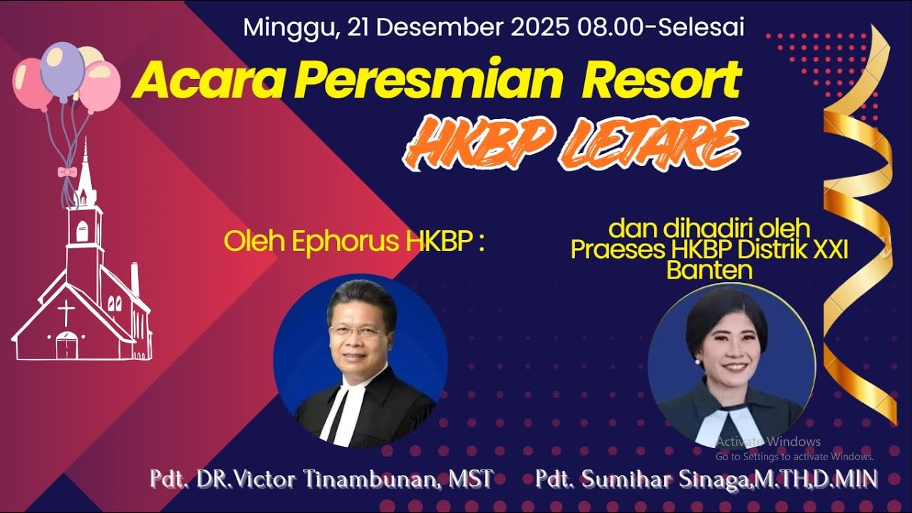 Acara Peresmian Resort HKBP Letare, oleh Ephorus HKBP ; Pdt Dr Victor Tinambunan,MST