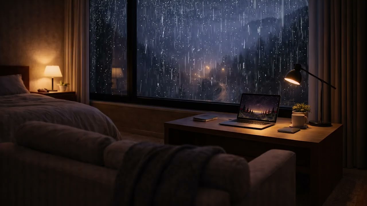 Deep Healing Rain ASMR in a Cozy Starry Night Bedroom 🌧️ Sleep Sounds for Stress Relief