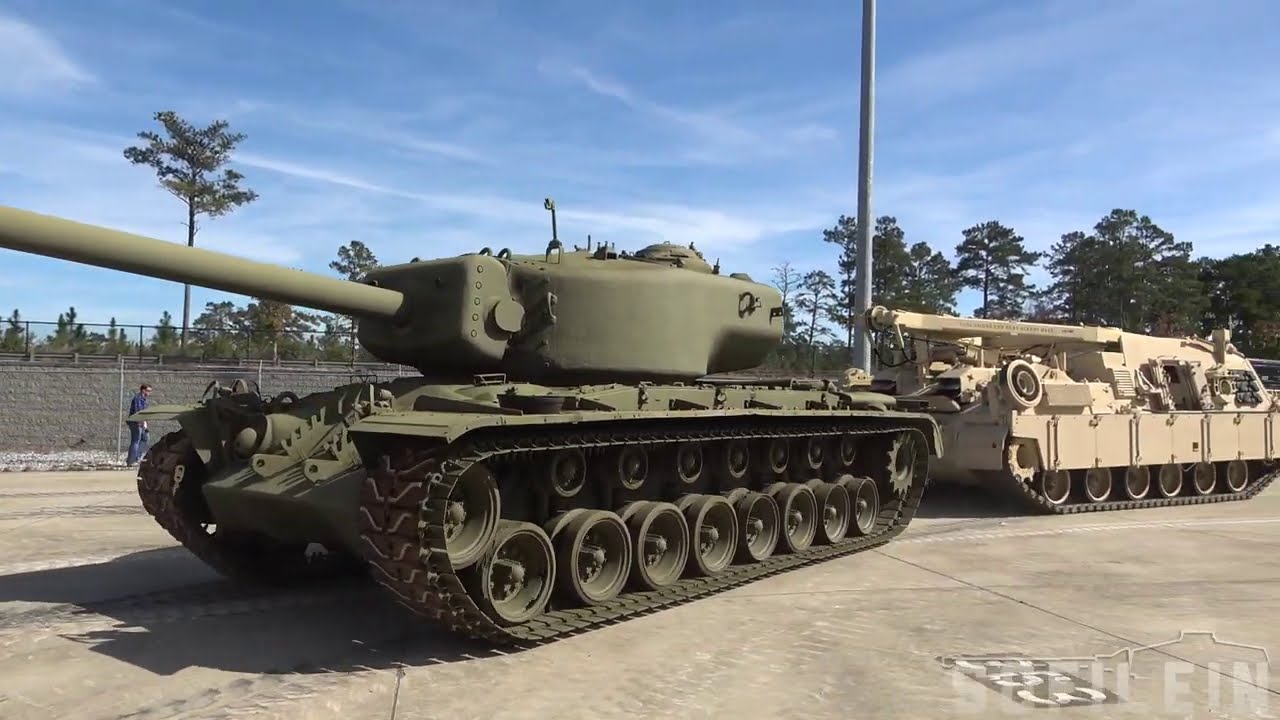 T30 prototype heavy tank towed by M88 at NACC Ft. Benning