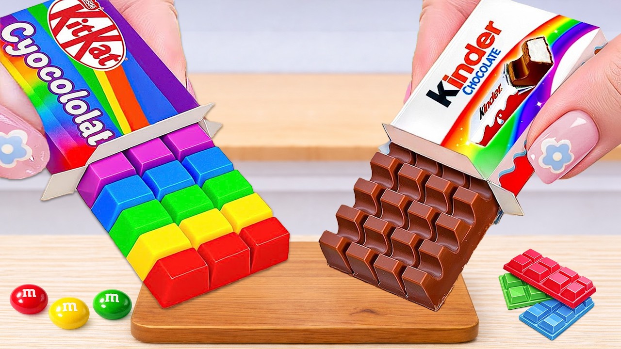 Miniature Rainbow Cake Decorating 🍫🌈 How To Make Amazing Miniature Rainbow KITKAT and KINDER Cake