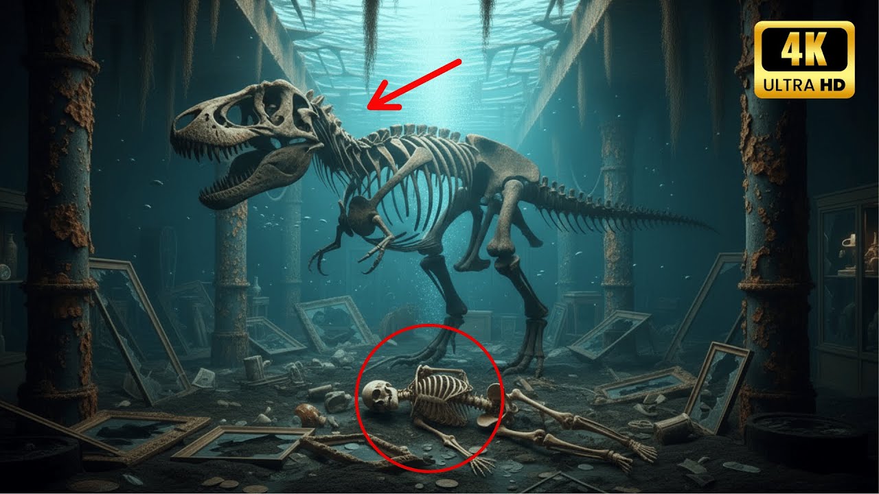 Titanic exhibition room: Unexpected discovery of a national treasure guarded by skeletons.