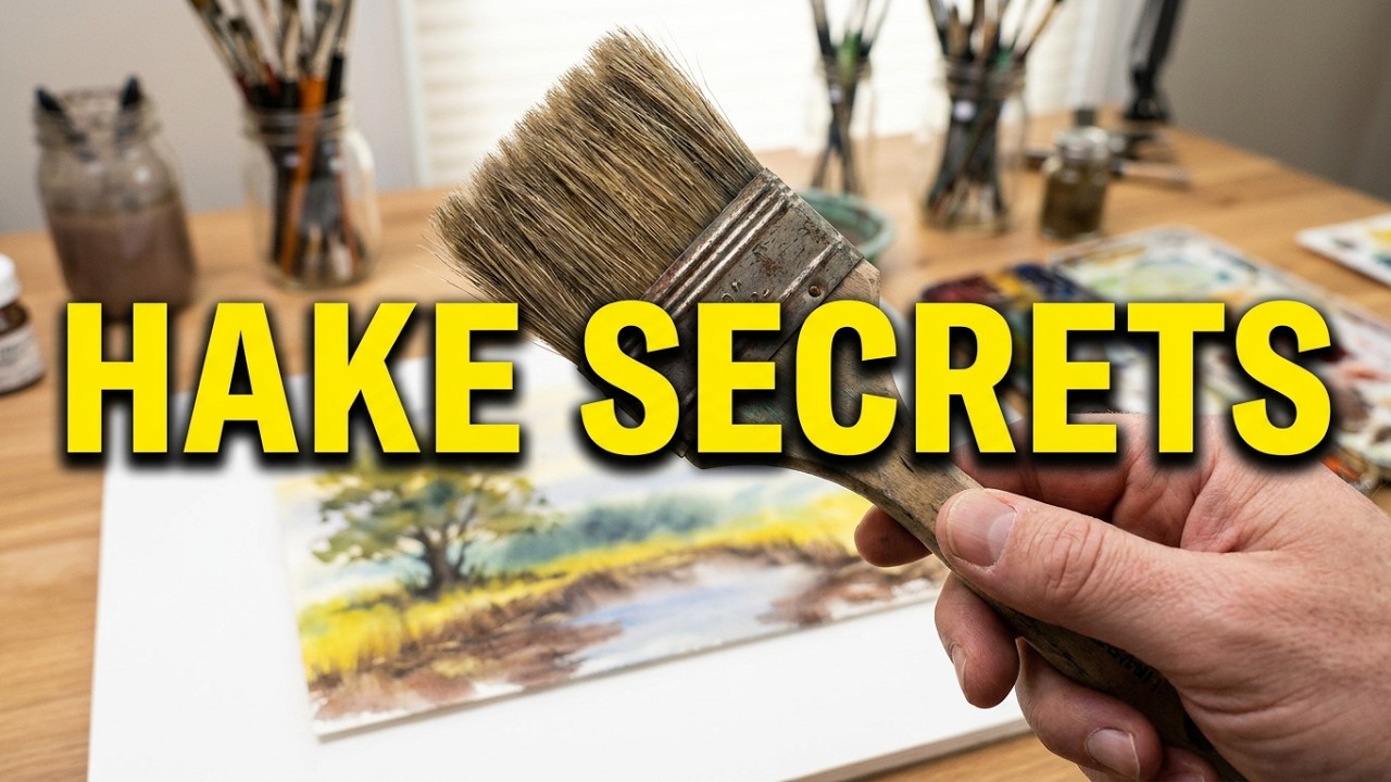 Easy Watercolor Landscape Painting with the Hake Brush A Tree and a Pond