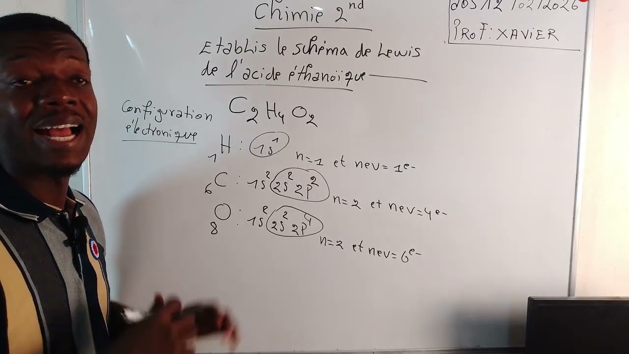 Établir le schéma de Lewis de l'acide éthanoïque.