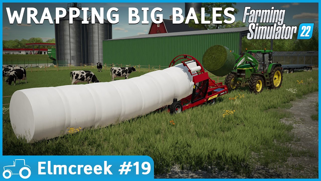 Elmcreek #19 FS22 Timelapse Wrapping Big Bales For Silage, Weeding, Fertilizing, Mowing & Sowing