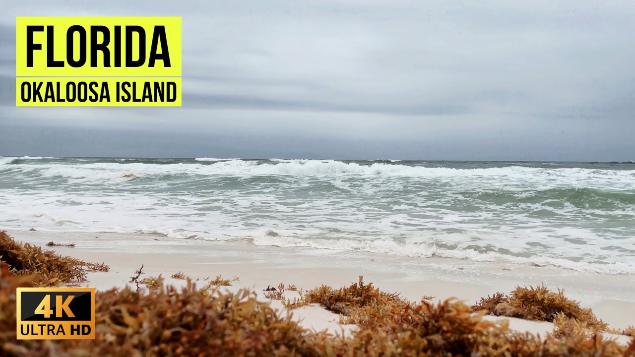 4K Okaloosa Island, Fort Walton Beach, Florida USA with Ocean waves sounds