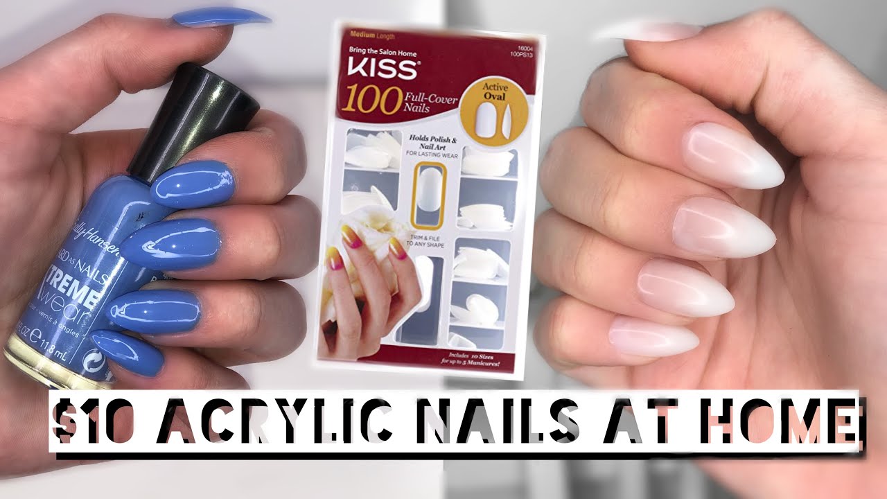 $10 KISS Acrylic Nails At Home For Beginners | QUICK, EASY & CHEAP