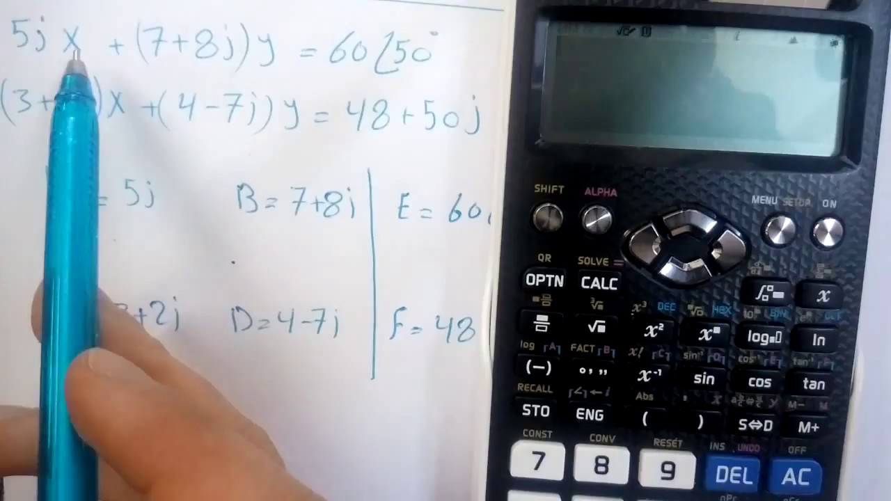 using calculator to solve complex numbers equations (matrix creamer's rule)