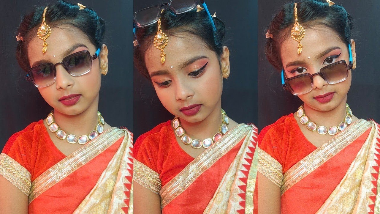 Saraswati Puja makeup tutorial for girls | Small girl makeup | Kids makeup 