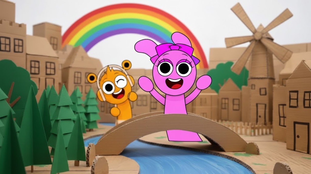 Pinki in Real Life?! 🌈 Cardboard World Adventures with Oren