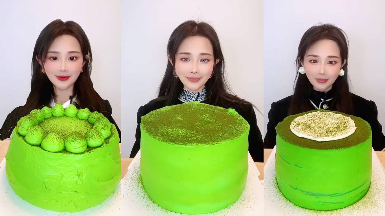 Asmr🍰Eating Matcha Cream Cake🍰 (Soft And Waxy Sound) 크림丨먹방丨Mukbang丨Satisfying丨Eatings
