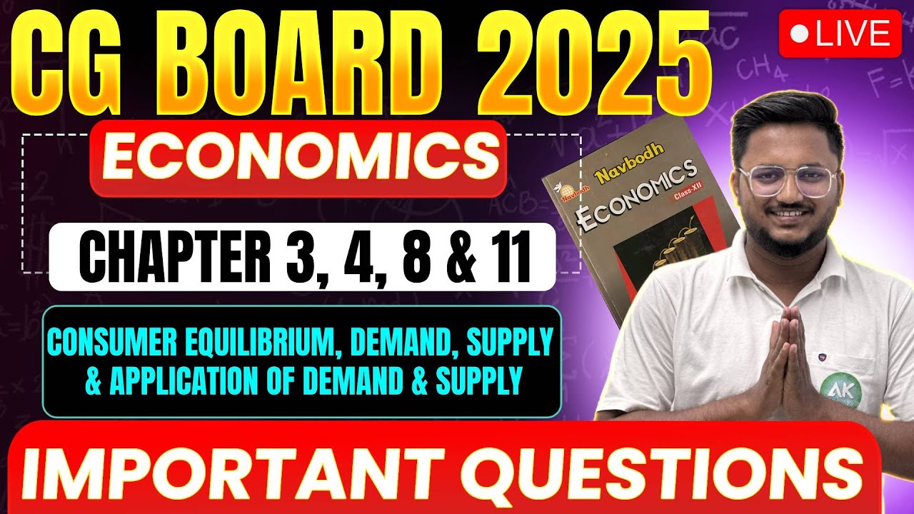 CG Board Class 12th Economics | Chapter 3, 4, 8 & 11 | Consumer Demand & Supply #cgboardclass12th
